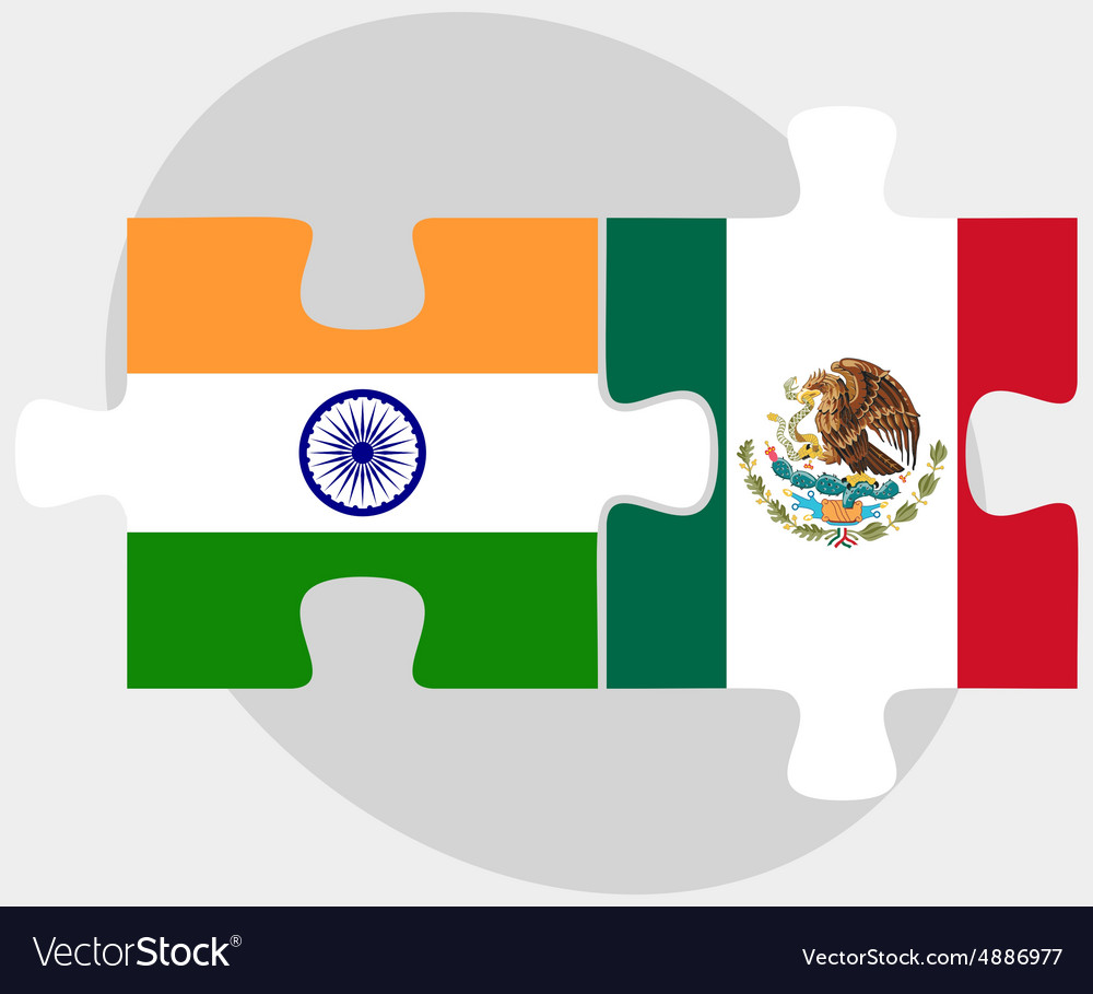 Indien und mexico Flaggen im Puzzle