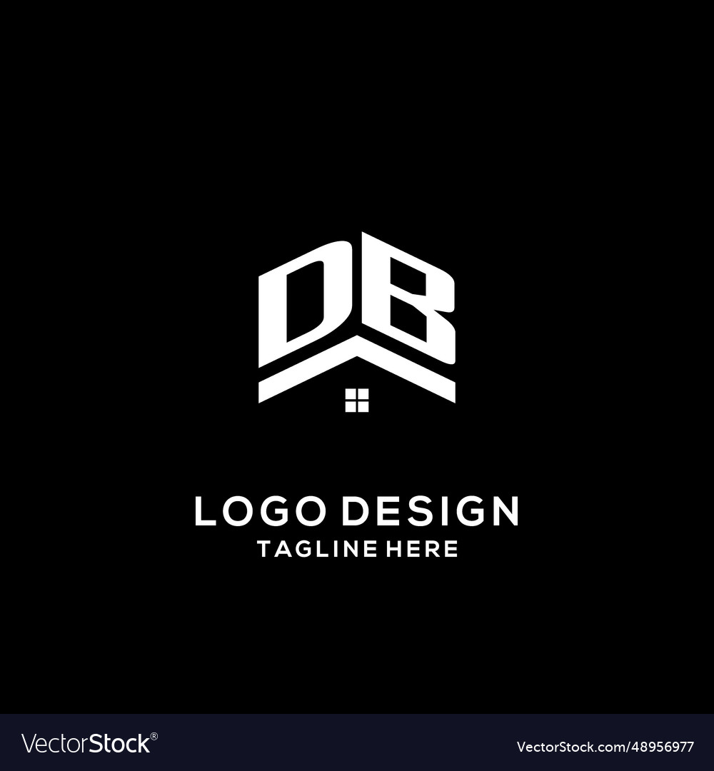 Initial db logo with abstract home roof simple