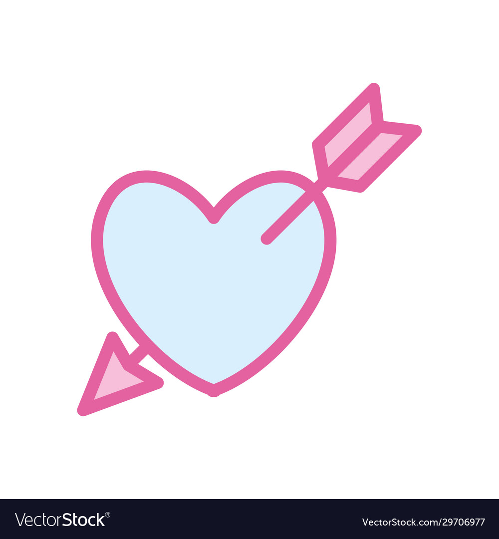 Isolated heart with arrow neon line and fill style