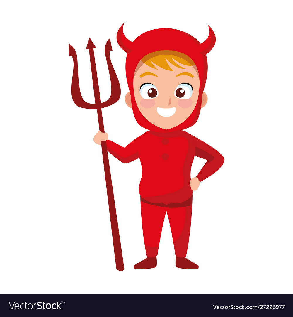 Little boy with devil costume character