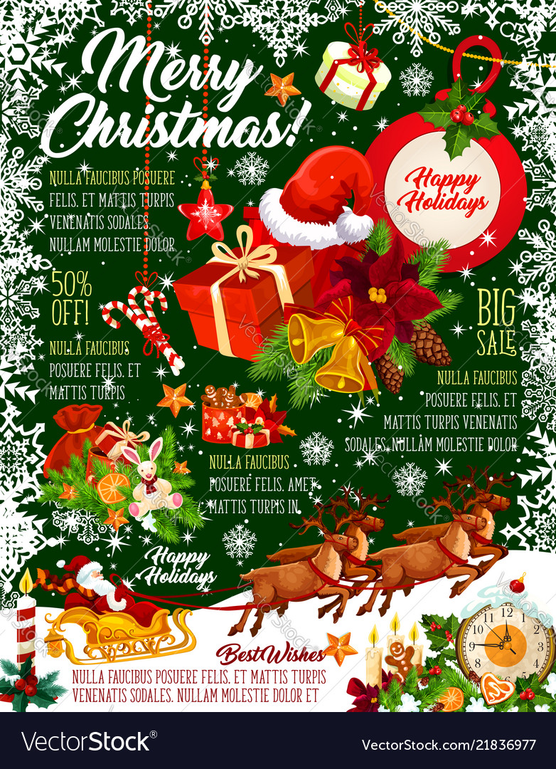 Merry christmas snow greeting card Royalty Free Vector Image