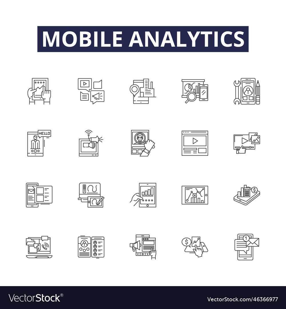 Mobile analytics line icons and signs