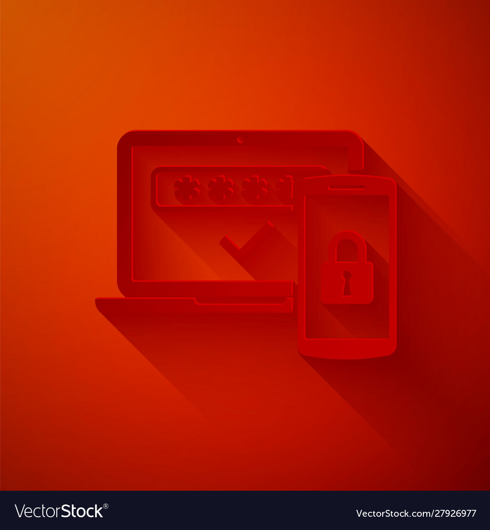 Paper cut multi factor two steps authentication vector image Paper cut multi factor two steps authentication
