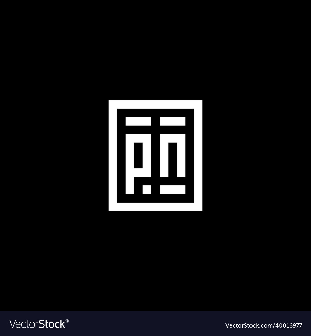 Pn initial logo with square rectangular shape