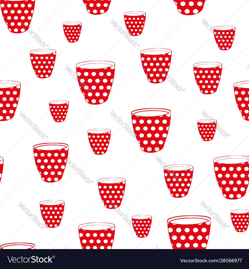 Red and white dots cup seamless repeat pattern