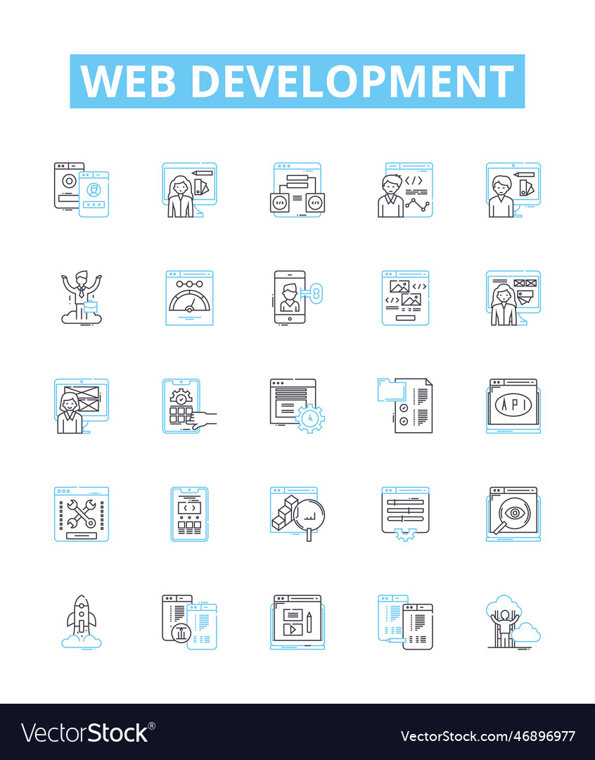 Web development line icons set