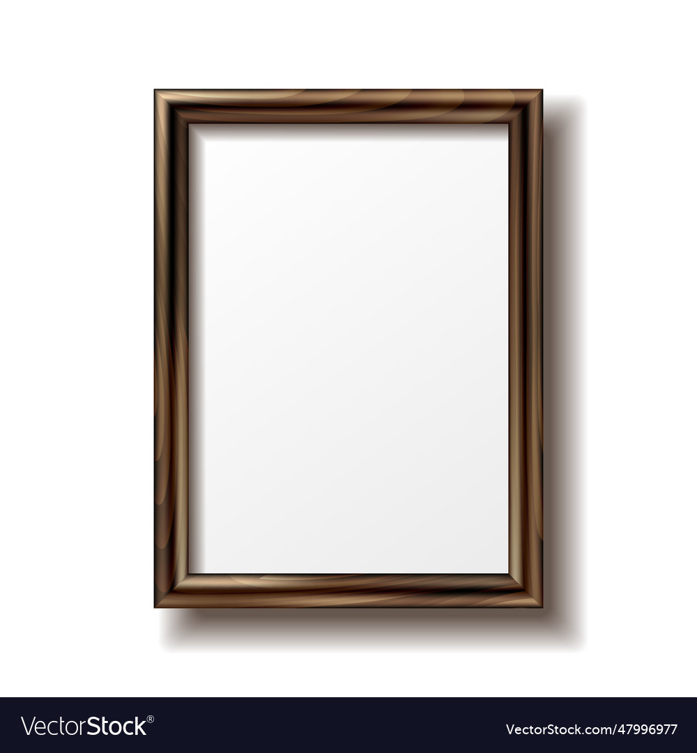 Wooden rectangular photo frame with shadow