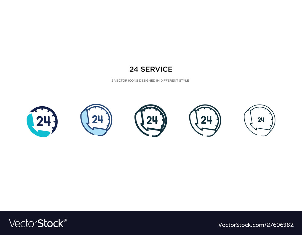 24 service icon in different style two colored vector image 24 service icon in different style two colored