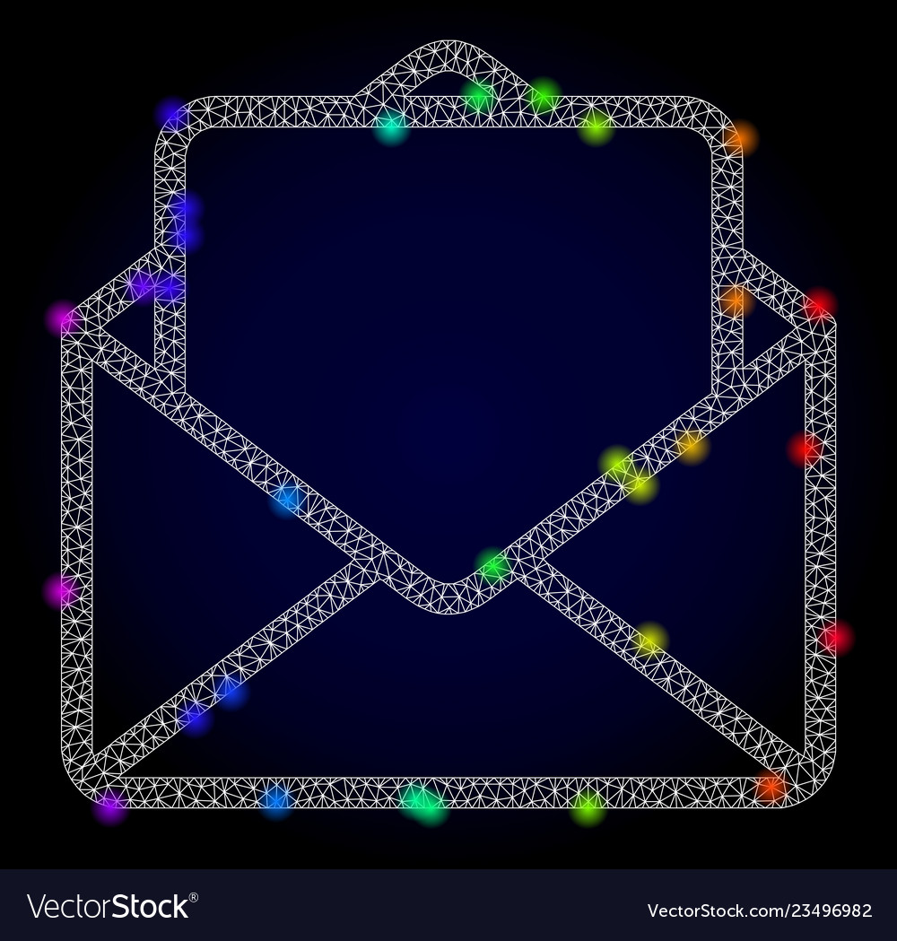 2d mesh open letter with spectrum colored vector image 2d mesh open letter with spectrum colored