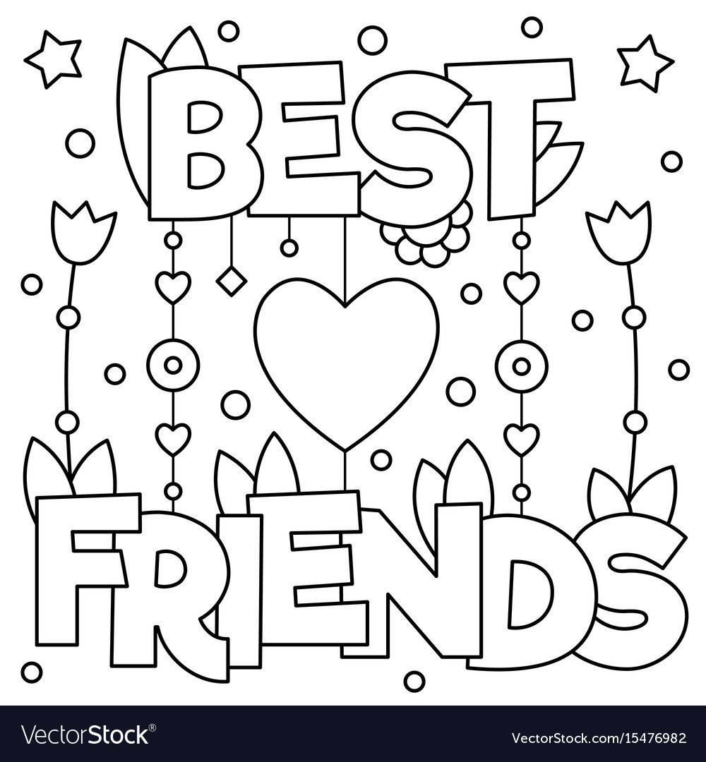 Best friends coloring page Royalty Free Vector Image