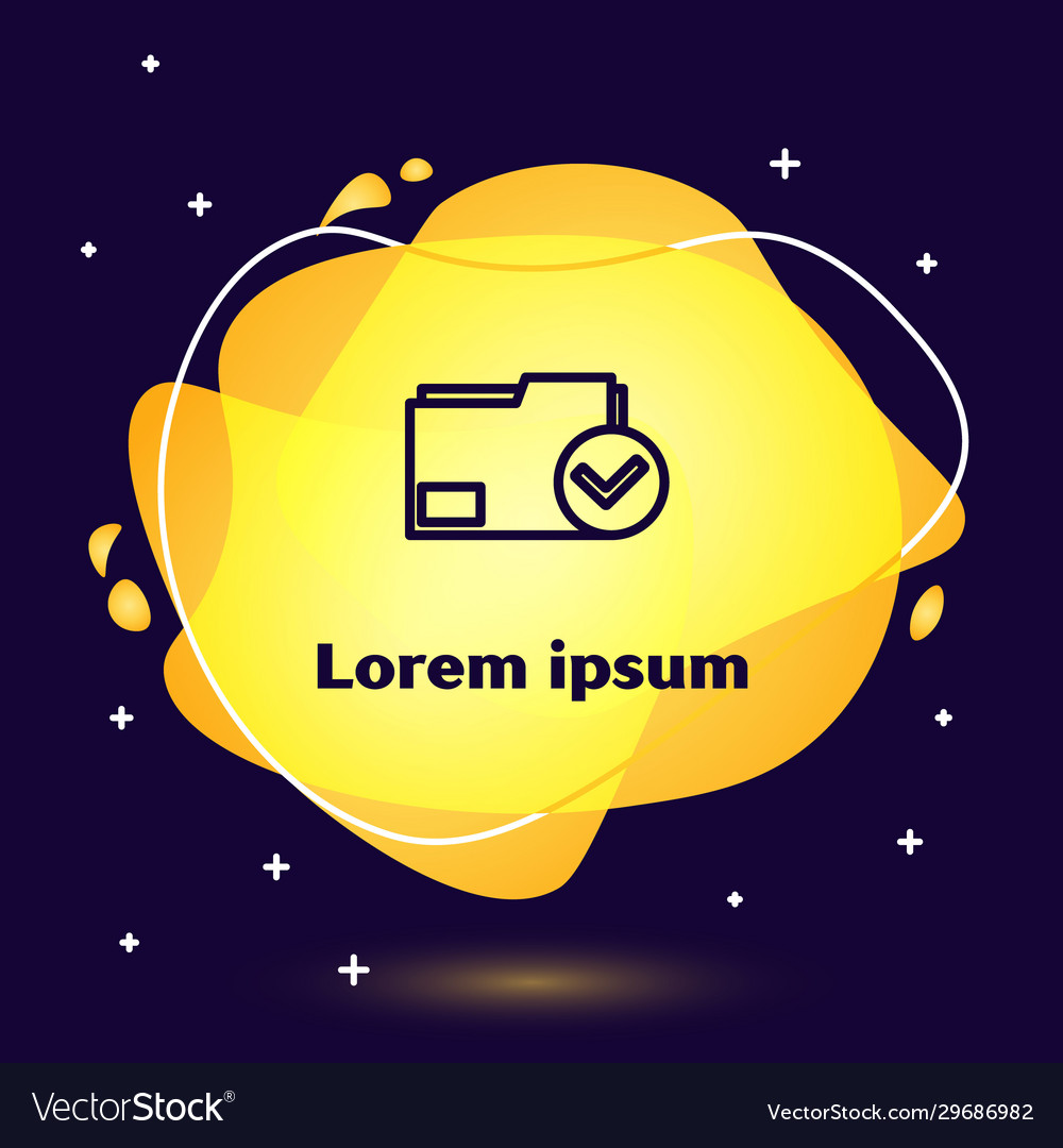 Black line document folder and check mark icon vector image Black line document folder and check mark icon