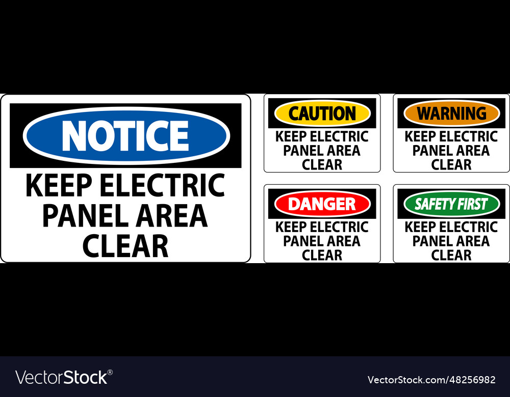 Caution sign keep electric panel area clear