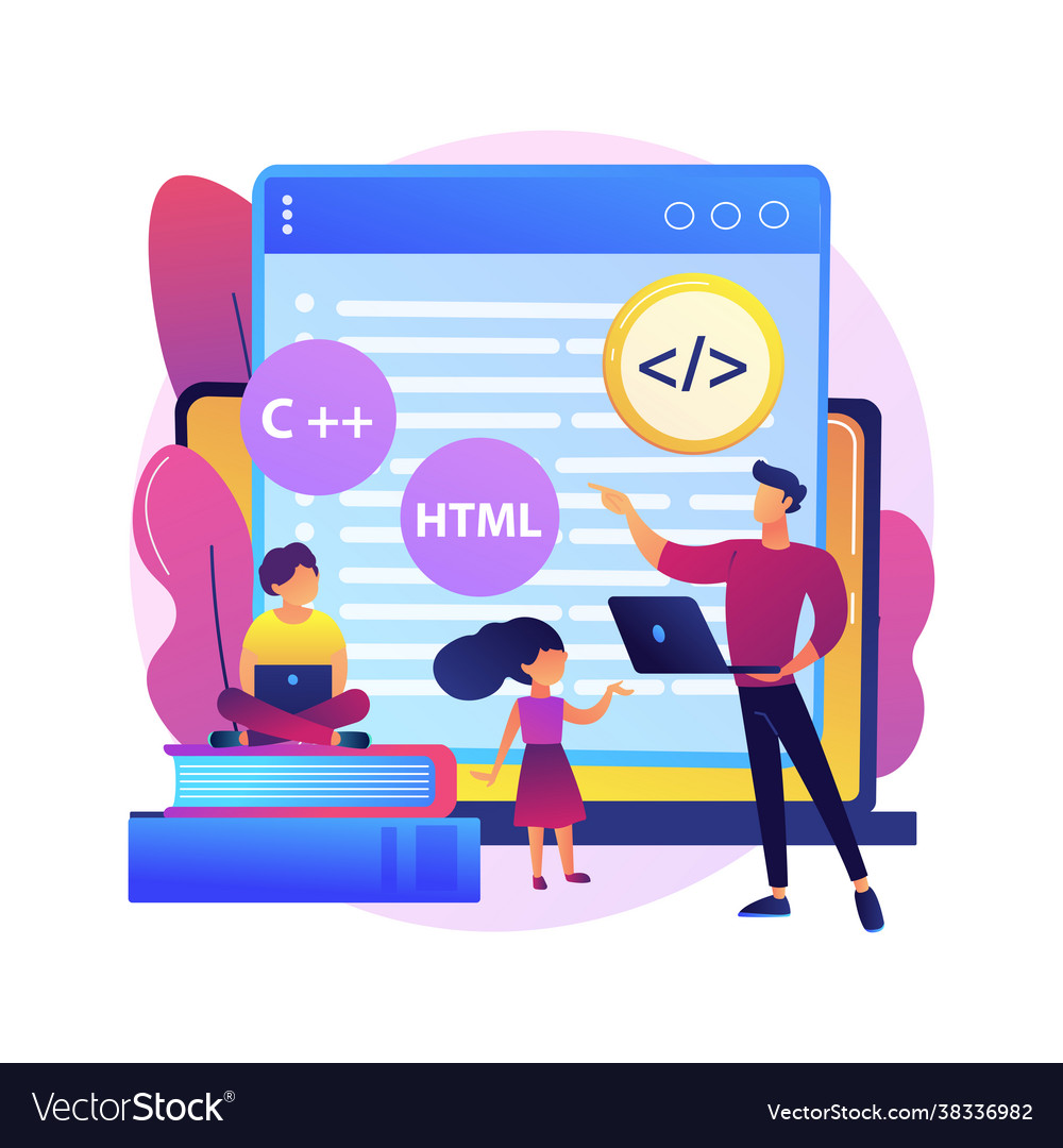 Computer programming camp abstract concept vector image Computer programming camp abstract concept