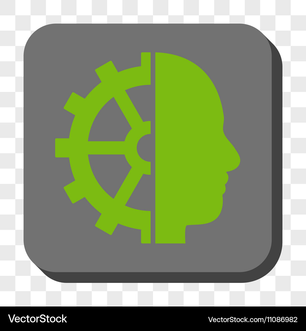 Cyborg gear rounded square button Royalty Free Vector Image