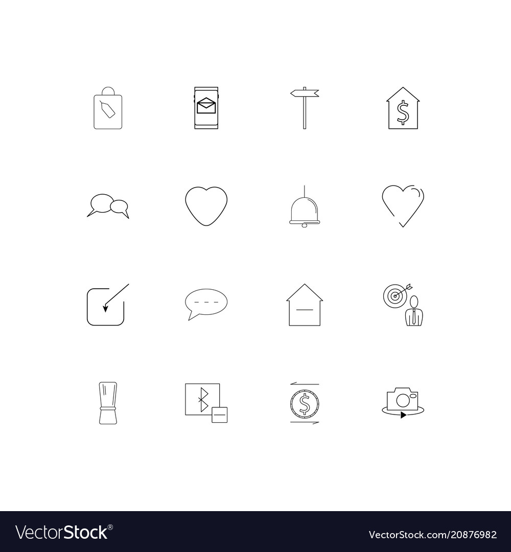 Interface linear thin icons set outlined simple vector image Interface linear thin icons set outlined simple