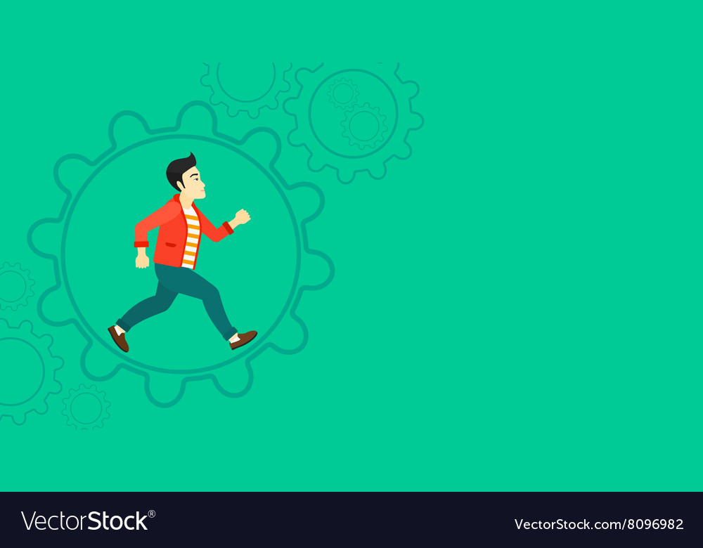 Man running inside the gear