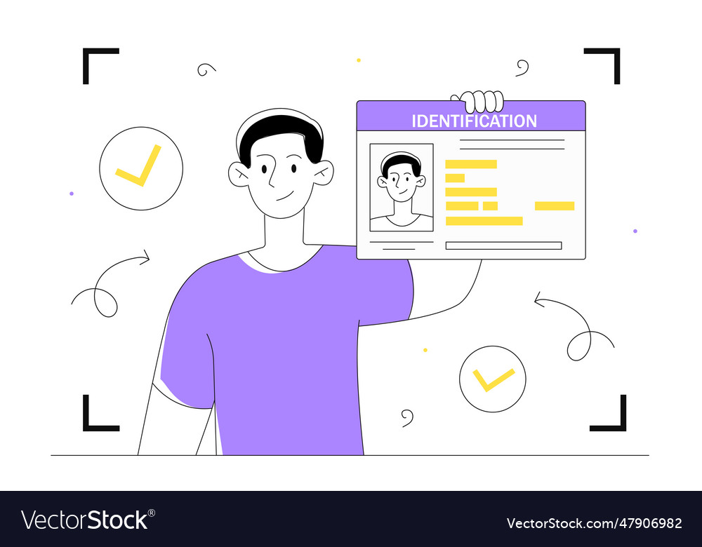 Man with identification line concept