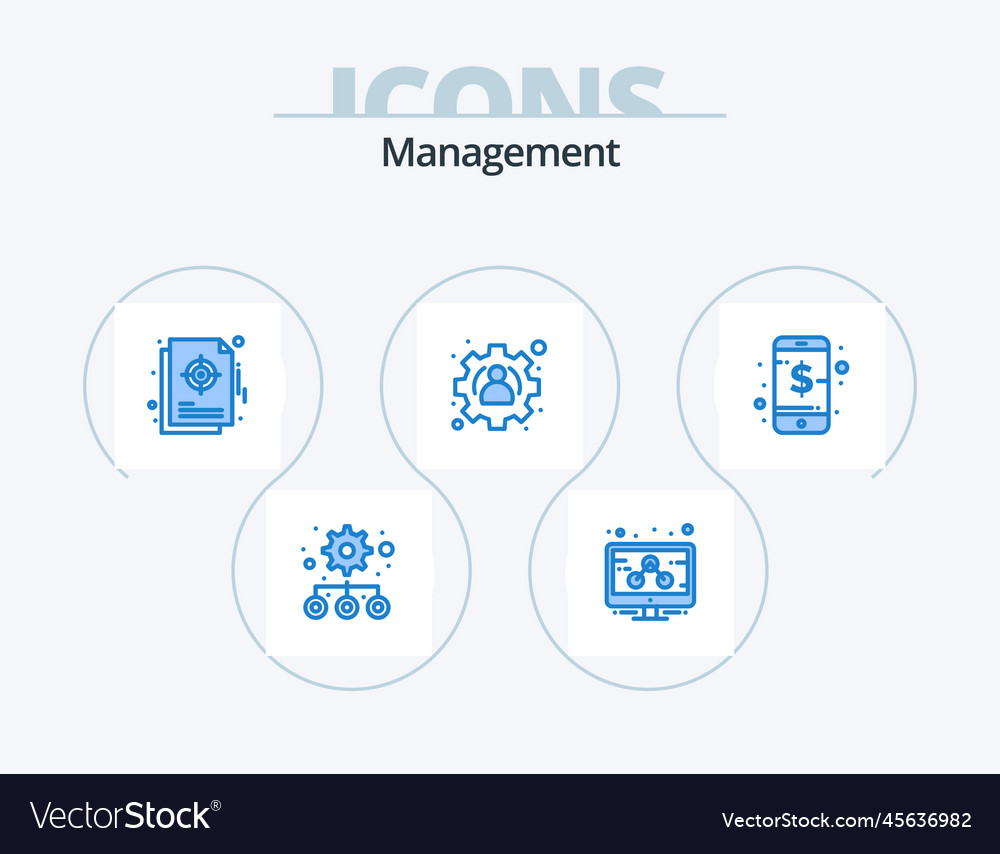 Management blue icon pack 5 design smart