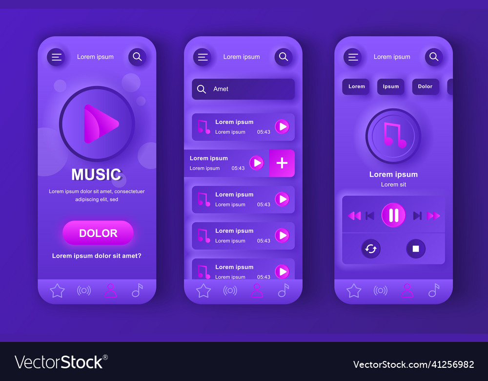 Music player unique neumorphic design kit for app Vector Image