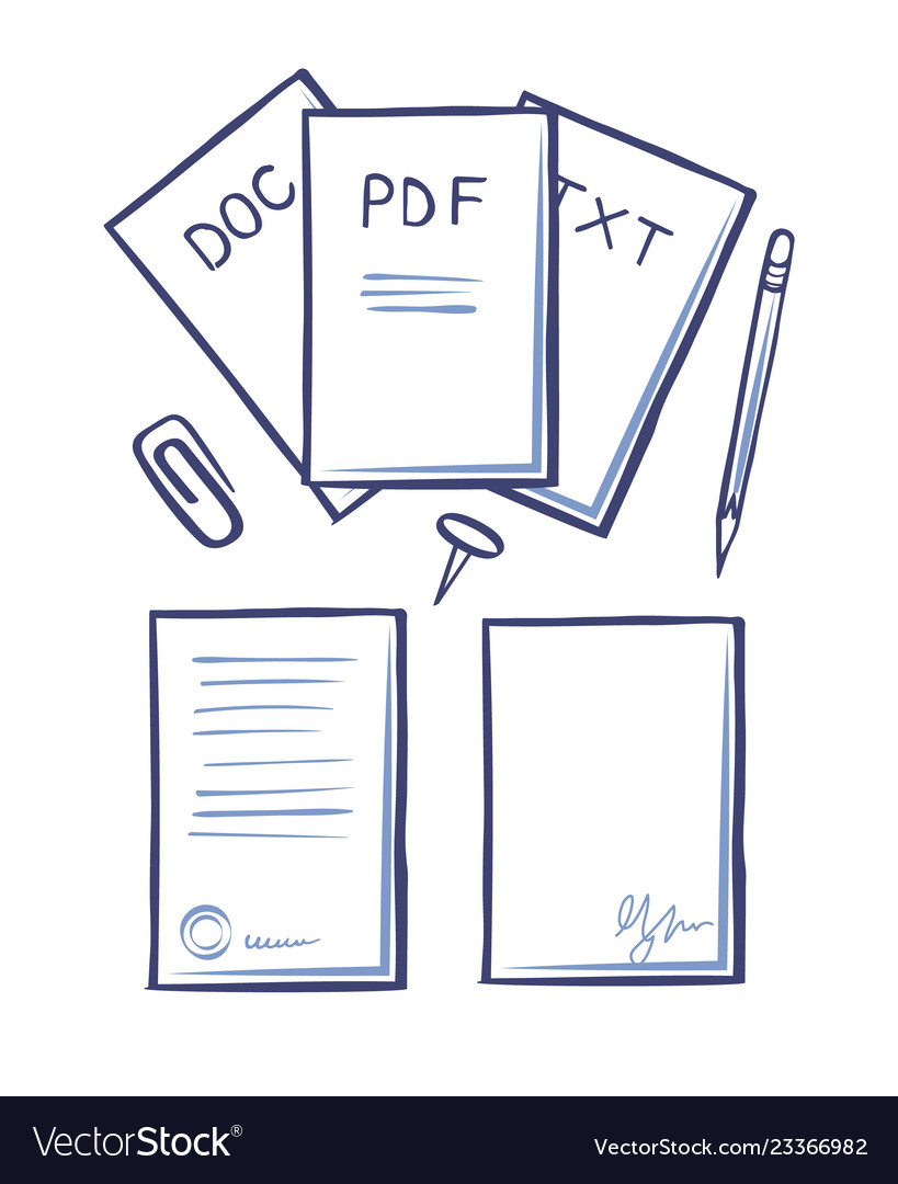 Office papers and pages with signature vector image Office papers and pages with signature