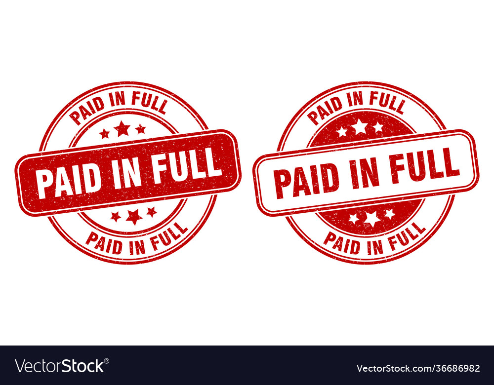 Paid in full stamp label round