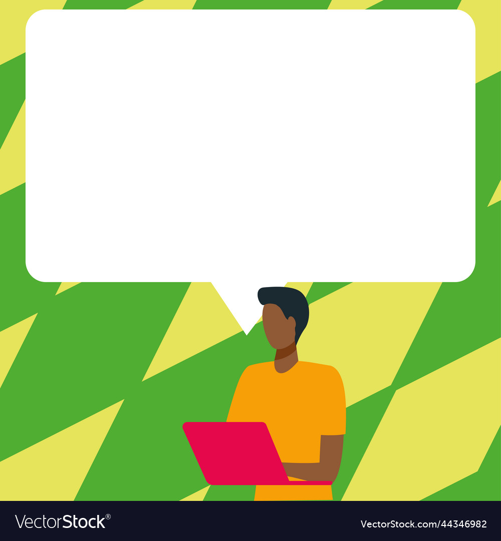 Presenter with conversation bubble showing new Vector Image Presenter with conversation bubble showing new