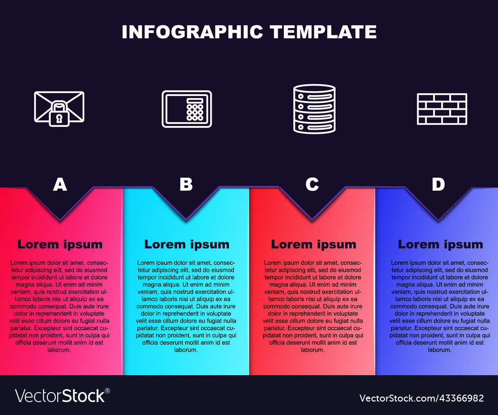 Set line mail message lock password safe server vector image Set line mail message lock password safe server