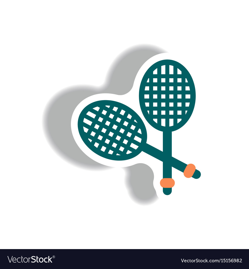 Stylish icon in paper sticker style tennis rocket