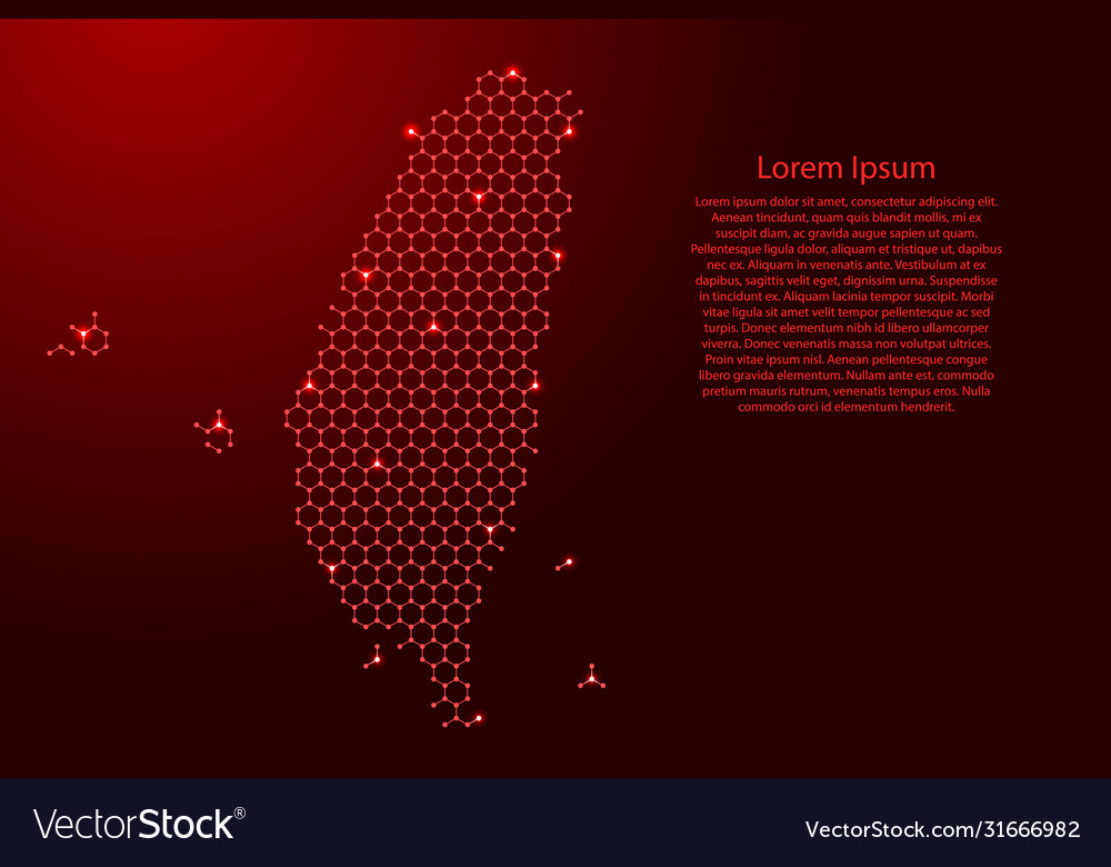 Taiwan map from futuristic hexagonal shapes lines vector image Taiwan map from futuristic hexagonal shapes lines