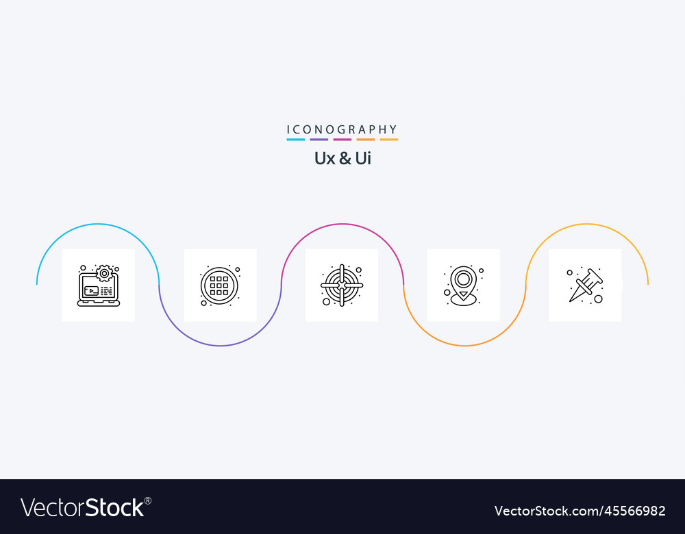 Ux and ui line 5 icon pack including document