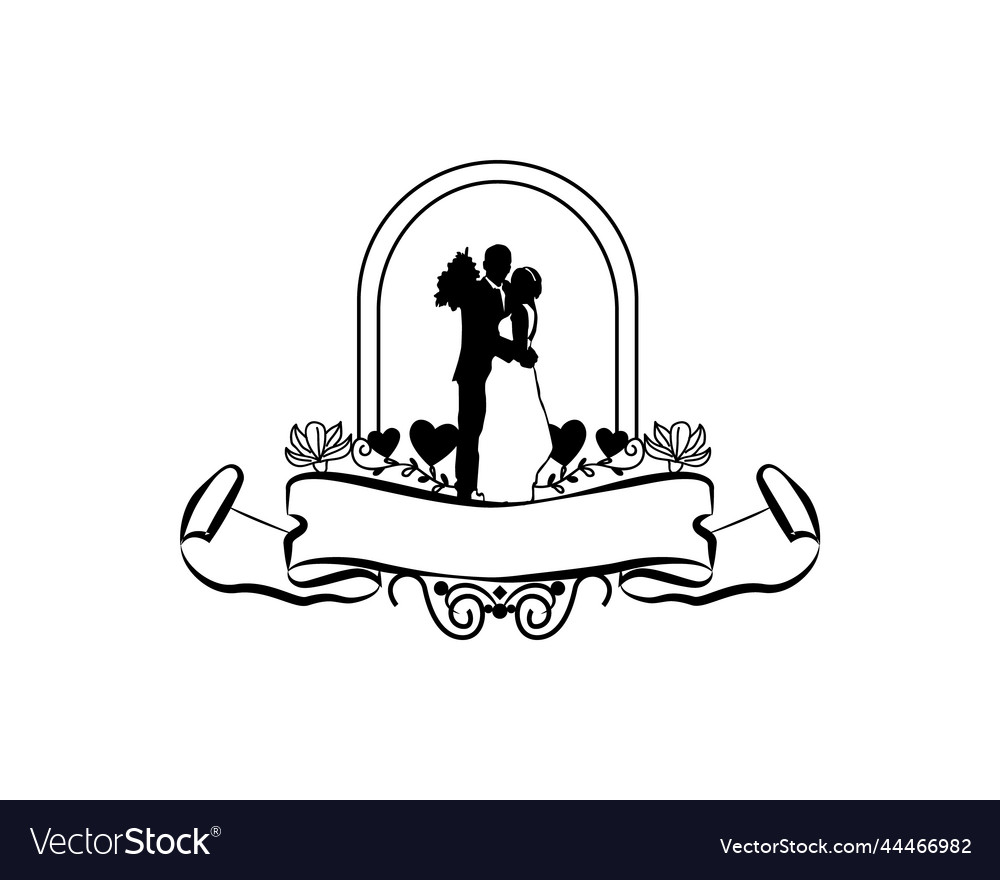 Wedding silhouette banner element design Vector Image