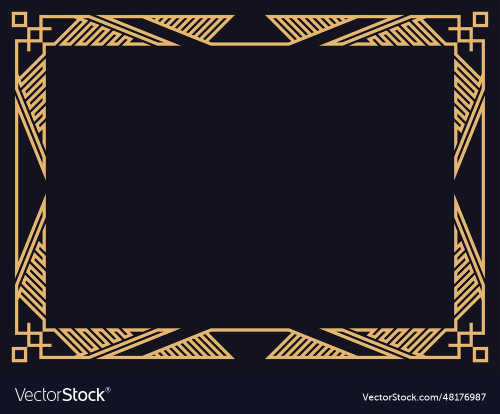 Art deco frame vintage linear border in gold Vector Image