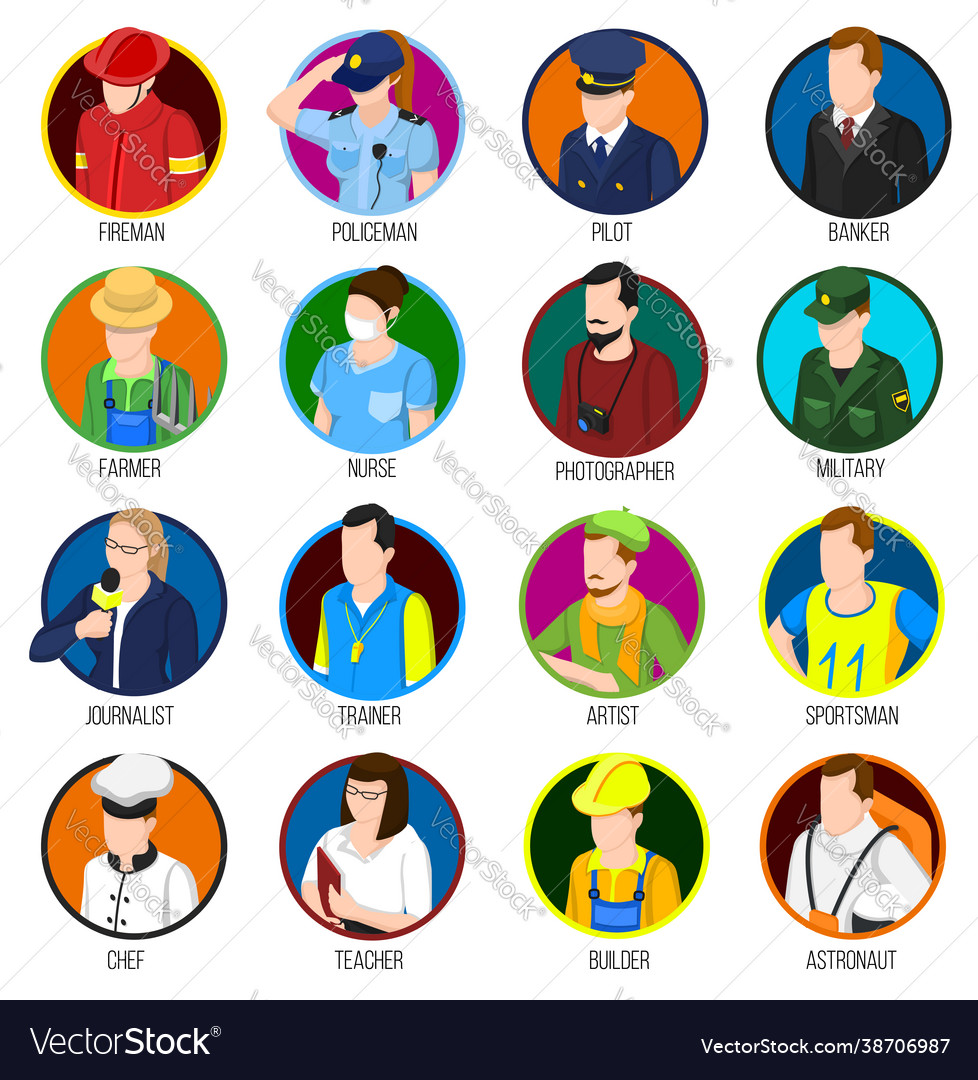 Avatar-Berufe-Icon-Set vector image Avatar-Berufe-Icon-Set