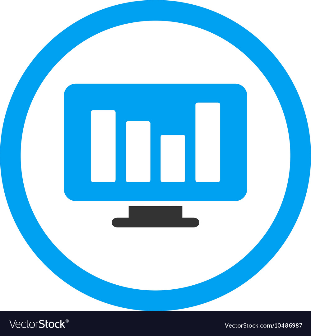 Bar chart monitoring rounded icon Royalty Free Vector Image