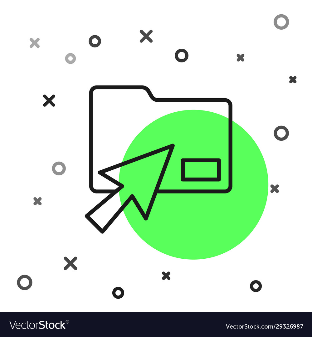 Black line cursor click document folder icon vector image Black line cursor click document folder icon