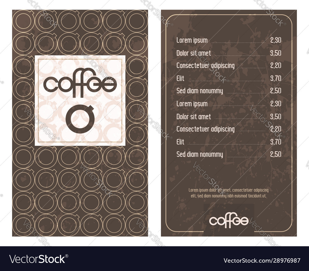 Coffee house menu with original modern lettering