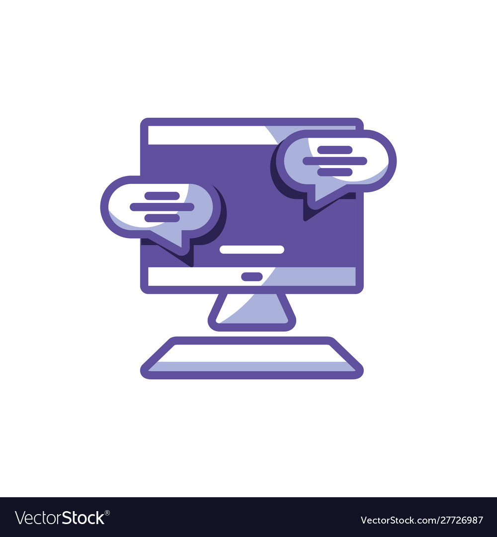 Desktop computer screen with keyboard in white