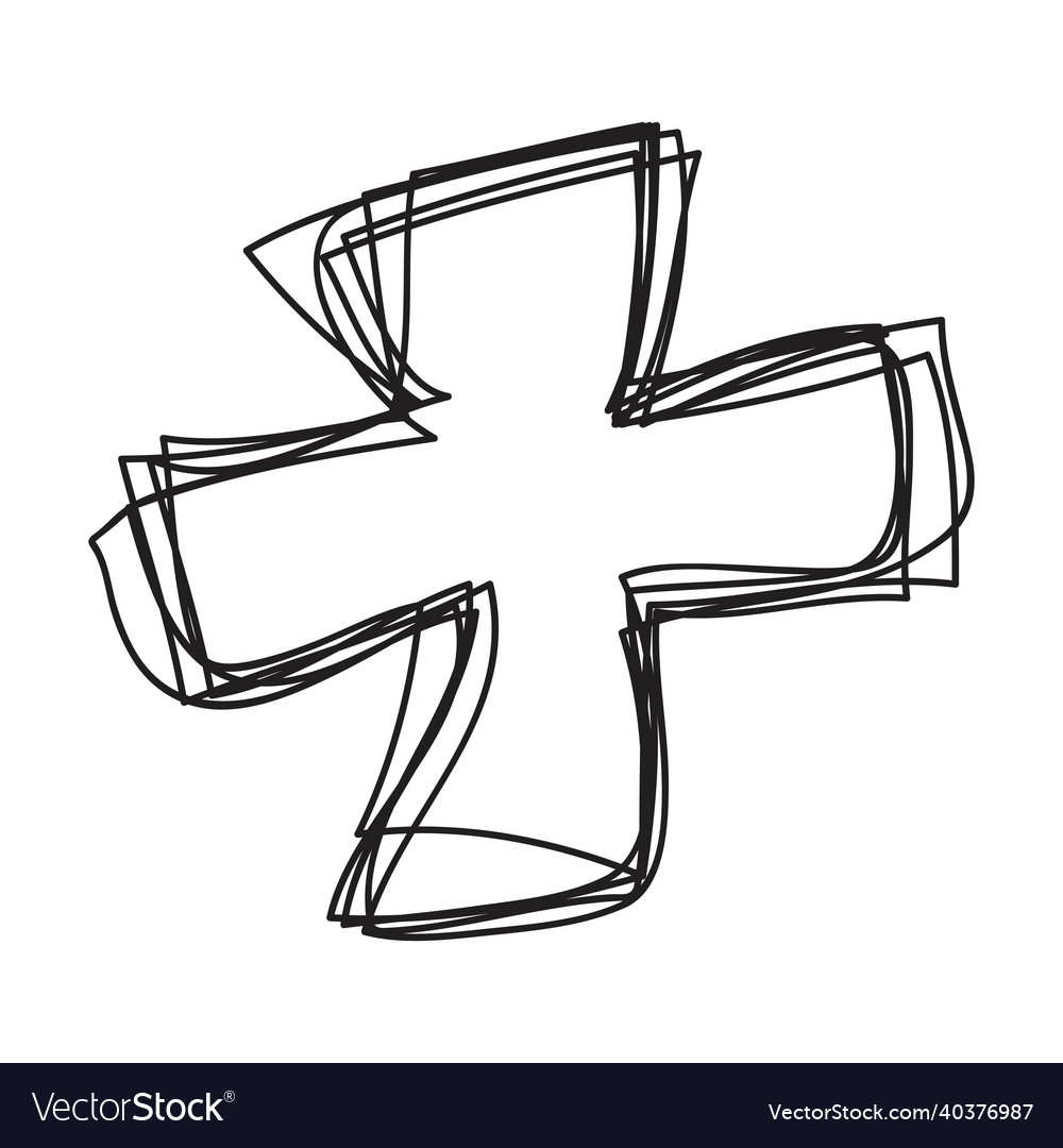 Hand drawn cross doodle sketch scribble element