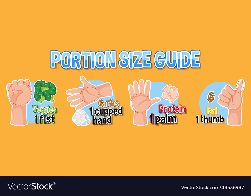 Hand portion size guide for healthy eating vector image Hand portion size guide for healthy eating