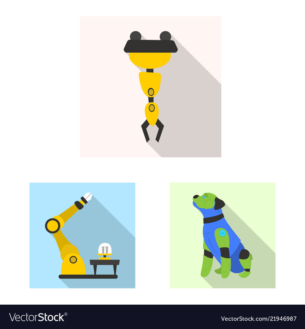 Isoliertes Objekt von Roboter und Fabrik-Logo-Set