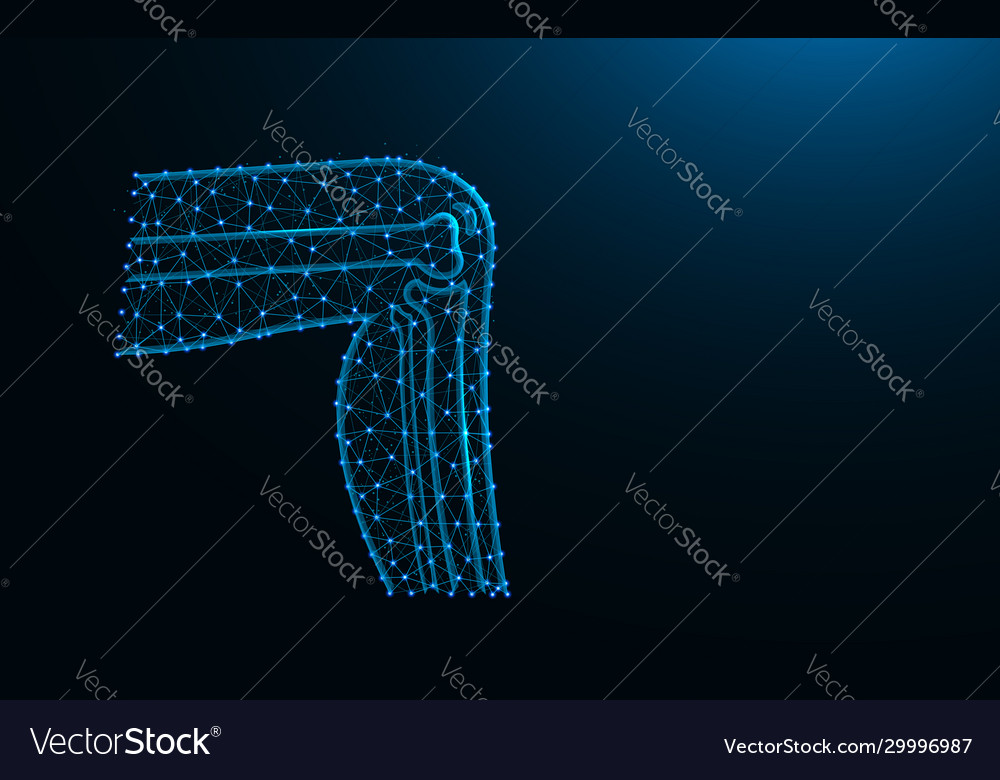 Leg made from points and lines on dark blue vector image Leg made from points and lines on dark blue
