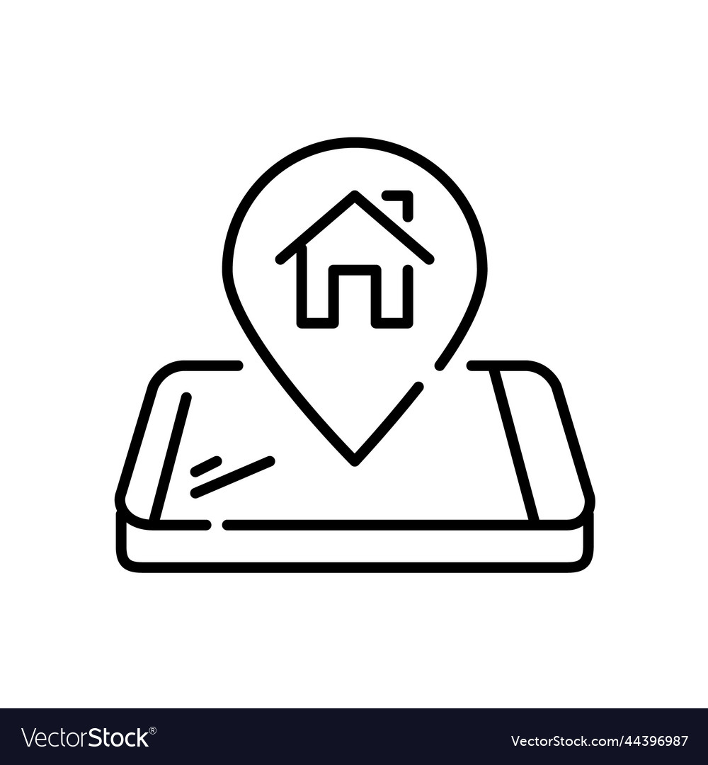 Map pointer with home symbol on isometric