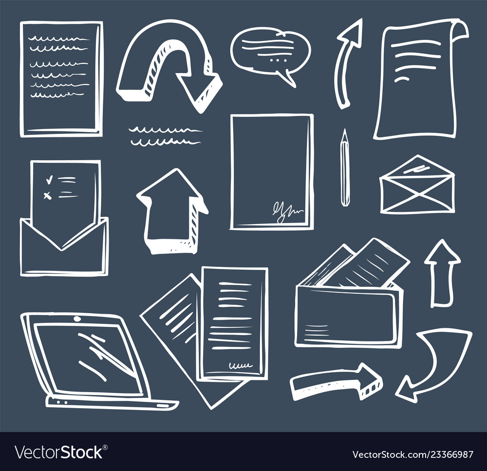 Office documentation and arrows icons set vector image Office documentation and arrows icons set