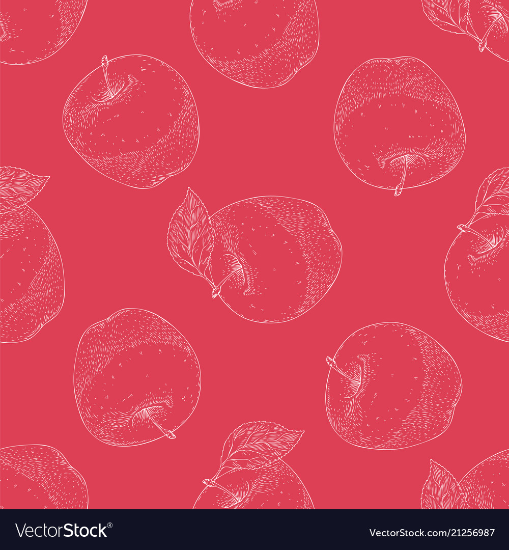 Red seamless pattern with apples