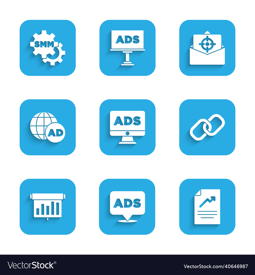 Set advertising document with graph chart chain vector image Set advertising document with graph chart chain