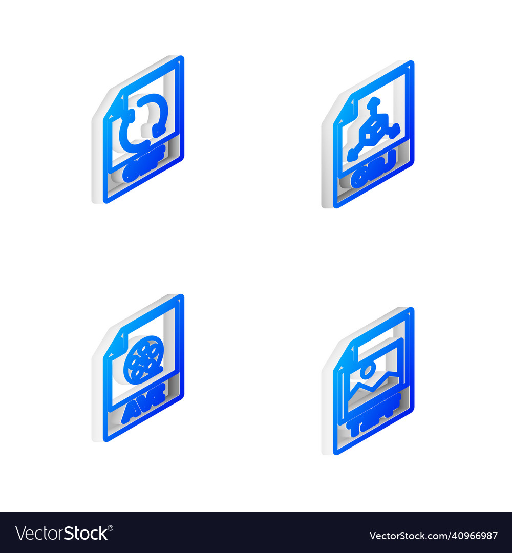 Set isometric line obj file document gif avi