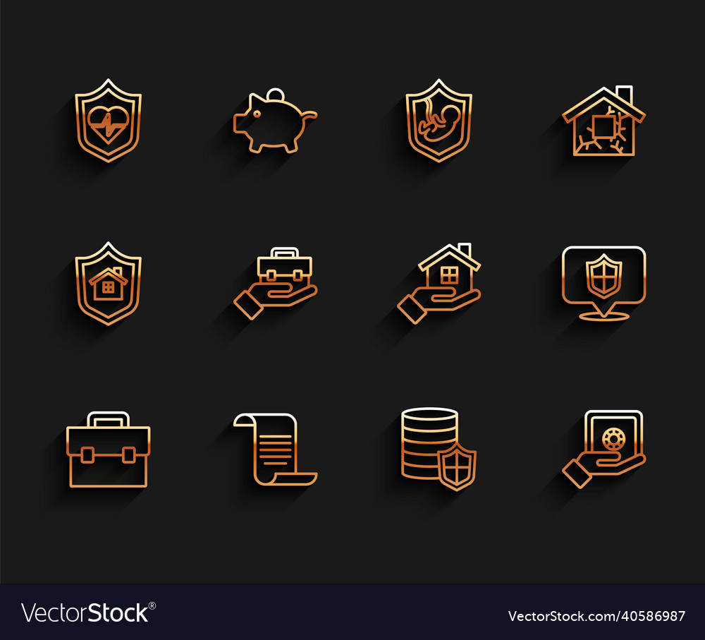 Set line briefcase document with shield life