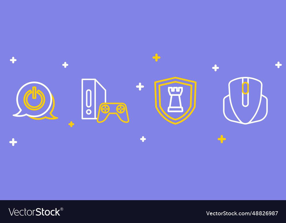 Set Line Computer Maus Schachschirm Spielkonsole vector image Set Line Computer Maus Schachschirm Spielkonsole