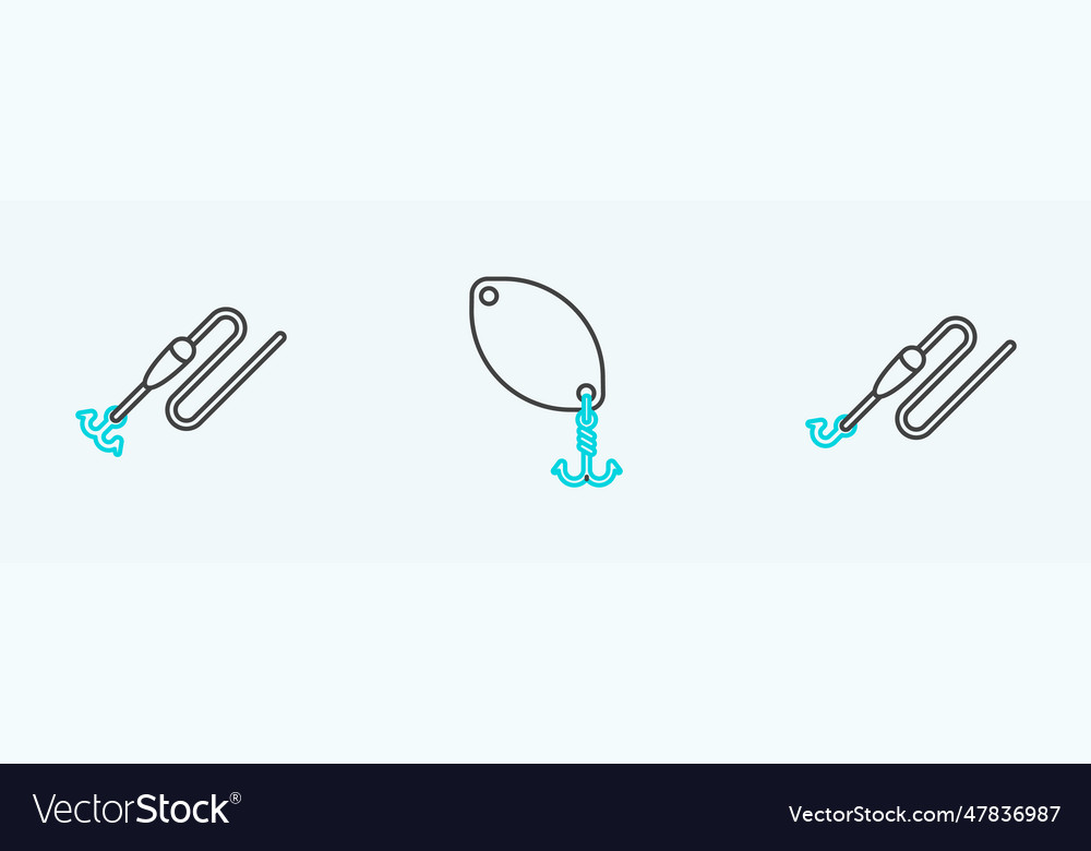 Set line fishing with hook and float Vector Image Set line fishing with hook and float