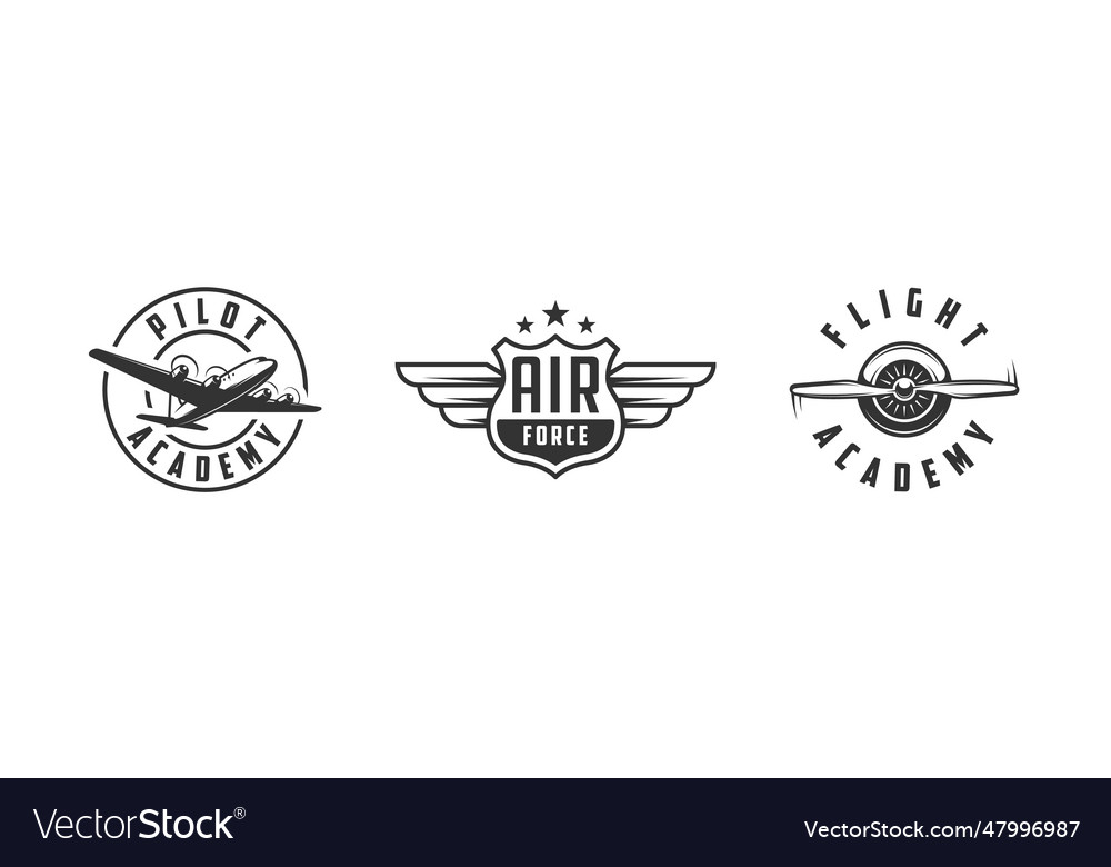Set of airplane show labels and elements Vector Image Set of airplane show labels and elements